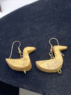Vintage Custom Wood Duck Earrings Dangle